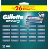 GILLETTE Rasierklingen, Mach3, 25 St, Джилетт Сменные кассеты Mach3 для мужской бритвы, 25 шт.