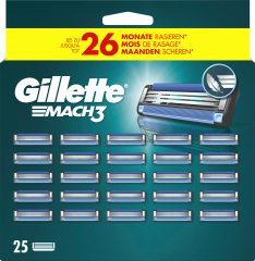 GILLETTE Rasierklingen, Mach3, 25 St, Джилетт Сменные кассеты Mach3 для мужской бритвы, 25 шт.