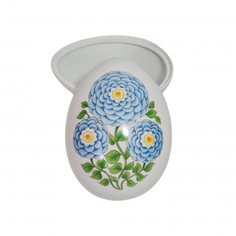 Шкатулка винтажная Gerold в форме яйца с крышкой, декор синие цветы, фарфор, 15 x 11 x 11 см, Германия, 1960-1970гг.