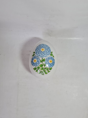 Шкатулка винтажная Gerold в форме яйца с крышкой, декор синие цветы, фарфор, 15 x 11 x 11 см, Германия, 1960-1970гг.