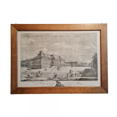 Картина винтажная &quot;Вид на Королевский дворец в Потсдаме&quot;, в раме, графика, 90,5 x 66 см, Германия, 1960-70гг.