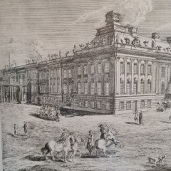 Картина винтажная &quot;Вид на Королевский дворец в Потсдаме&quot;, в раме, графика, 90,5 x 66 см, Германия, 1960-70гг.