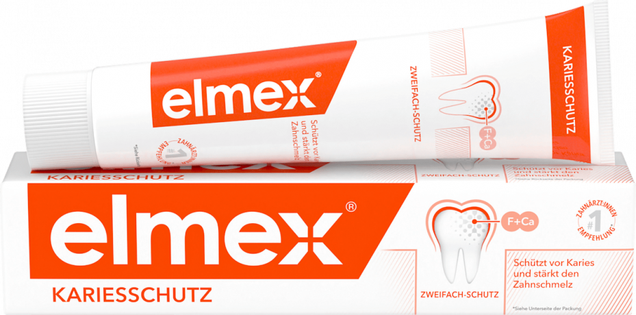 elmex Zahnpasta Kariesschutz, 75 ml, Зубная паста Kariesschutz с фторидом для укрепления эмали и защиты от кариеса, 75 мл
