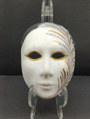 Маска декоративная винтажная Selezione, с золотисто-серебряным декором, керамика, 9 х 12 х 4 см, Италия, 1970-80гг.