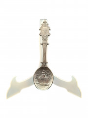 Ложка винтажная WMF Zinn &quot;Замок в Каубе (земля Рейнланд-Пфальц)&quot;, юбилейная, олово, 19 см, Германия, 1981 год.