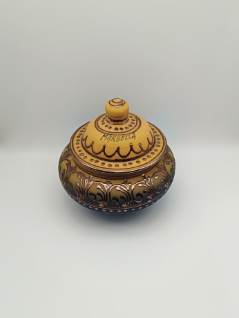 Сахарница винтажная Marbella, терракотовые оттенки, керамика, 16 х 14 см, Испания, 1970-80гг.