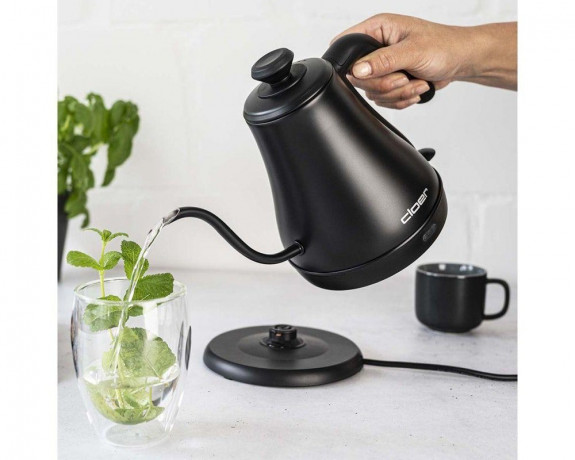 Cloer Cloer Wasserkocher 4960, 0,8 Liter 1000W Edelstahl An-/Ausschalter Teekannen-Form schwarz  Чайник Cloer 4960, 0,8 л, 1000 Вт, нержавеющая сталь, переключатель вкл/выкл, форма чайника, черный