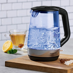GOURMETmaxx GOURMETmaxx Wasserkocher Glas-Wasserkocher 1,7l Edelstahl/schwarz, 1.7 l, 2200,00 W Чайник GOURMETmaxx стеклянный чайник 1,7л нержавеющая сталь/черный, 1,7 л, 2200,00 Вт