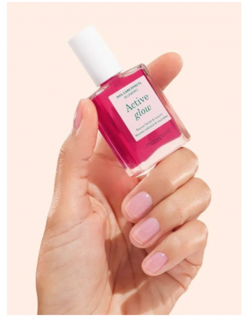 Manucurist Active Glow Blueberry + Grape, укрепляющий лак для ногтей с эффектом геля и натурального сияния, холодный розово-лиловый и полупрозрачный ягодный, укрепление ногтей, 2 х 15 мл