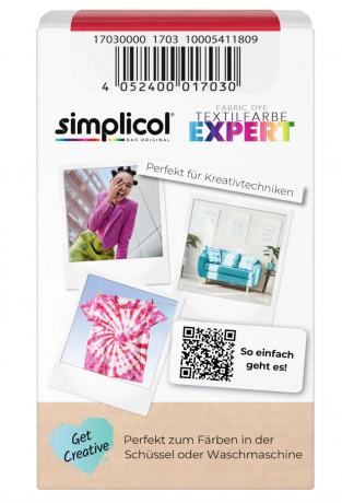 Simplicol Expert Mohn-Rot, Краска для ткани красная Mohn-Rot, интенсивное перекрашивание одежды, для стиральной машины 40C, 150 г