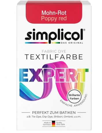 Simplicol Expert Mohn-Rot, Краска для ткани красная Mohn-Rot, интенсивное перекрашивание одежды, для стиральной машины 40C, 150 г