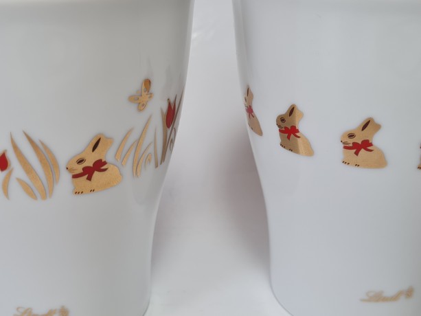 Lindt & Sprungli Кофейные кружки "Золотые зайцы Линдт" ограниченный тираж, 12см, 2 штуки, Германи, 1980-90гг.