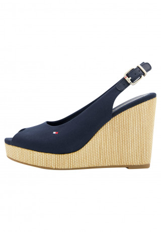 Tommy Hilfiger ICONIC ELENA SLING BACK WEDGE High heeled sandals marine ICONIC ELENA SLING BACK WEDGE Босоножки на высоком каблуке морской