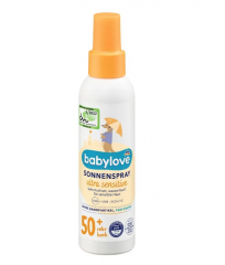 babylove Sonnenspray Baby ultra sensitive LSF 50+, 150 ml, Babylove Солнцезащитный спрей для детей SPF 50+ для чувствительной кожи, водостойкий, без спирта и отдушек, 150 мл