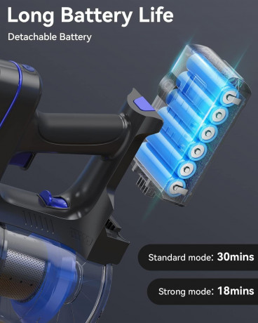 EICOBOT EICOBOT Akku-Hand-und Stielstaubsauger Ideal fur Hartboden, Teppiche, Tierhaare, 150,00 W, beutellos, Drahtloser A10 Staubsauger: 6-in-1 20Kpa Saugkraft, 30 Min. Laufzeit Беспроводной ручной и стержневой пылесос EICOBOT, идеально подходящий для т