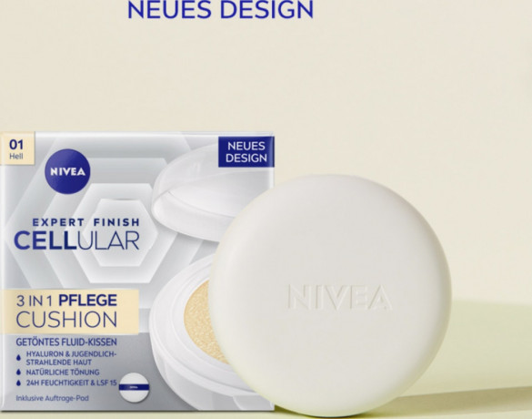 NIVEA Expert Finish Cellular 3in1 Pflege Cushion 01 Hell, 15 g, Нивеа кушон SPF 15 гиалуроновая кислота, витамин E, креатин 15 г