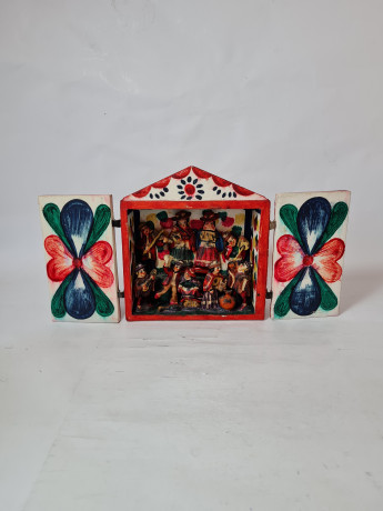Композиция винтажная Retablos "Музыканты", гипс, ручная роспись, 16 x 7,5 x 17,5 см, Германия, 1960-70гг.