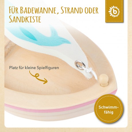 bieco Kinder Boot Spielzeug Holz 20x18 cm Badewannenspielzeug Wasserspielzeug Badespass Badespielzeug Детская игрушка-лодочка из дерева 20x18 см