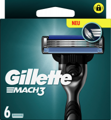 GILLETTE Rasierklingen, Mach3, 6 St, Джилетт Сменные кассеты Mach3 для мужской бритвы, 6 шт.