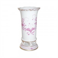 Meissen Meissen  'Neuer Ausschnitt - Indische Malerei 2 mit Kante purpur Goldpunkte mit Goldrand' Vase 14 cm Meissen &quot;Новая секция - Индийская живопись 2 с краем фиолетово-золотыми точками с золотым ободком&quot; Ваза 14 см