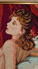 Картина винтажная &quot;Обнаженная дама&quot;, вышивка, в раме, 128 х 68 см, Германия, 1960-70гг.