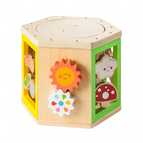 howa Motorikwurfel aus Holz my rainbow Деревянный кубик для моторики моя радуга