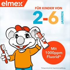 elmex Zahnpasta Kinder Doppelpack (2x50 ml), 100 ml, Детская зубная паста Kinder с фторидом для защиты от кариеса, 2–6 лет, 2 × 50 мл