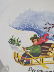 Тарелка декоративная винтажная Jahreszeitenteller &quot;Зима. №4&quot;, коллекционная в заводской упаковке, лимитированная серия, фарфор, 19 см, Германия, 1983 год