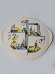 Echt dom Keramik Винтажное керамическое блюдо с ручками, 34см, Германия, 1960-70гг.