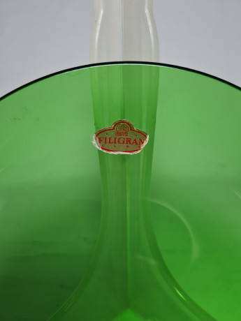 Filigran Glas Heye Стеклянная зеленая тарелка, 15см x 4см, Германия, 1960-70гг.