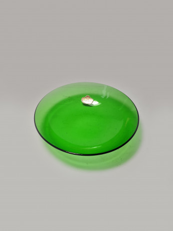 Filigran Glas Heye Стеклянная зеленая тарелка, 15см x 4см, Германия, 1960-70гг.
