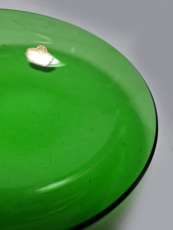 Filigran Glas Heye Стеклянная зеленая тарелка, 15см x 4см, Германия, 1960-70гг.
