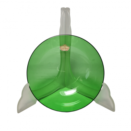 Filigran Glas Heye Стеклянная зеленая тарелка, 15см x 4см, Германия, 1960-70гг.