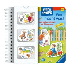 Ravensburger ministeps: Wer macht was? Mein grosses Spielbuch mit 21 Magneten минишаги: кто что делает? Моя большая книга с 21 магнитом
