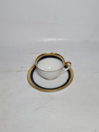 Кофейная пара винтажная Hutschenreuther Bavaria в черно-золотых тонах, фарфор, Германия, 1970-80гг.