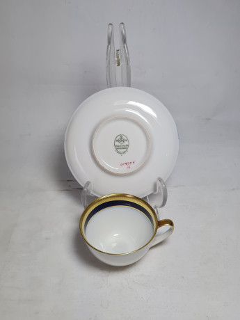 Кофейная пара винтажная Hutschenreuther Bavaria в черно-золотых тонах, фарфор, Германия, 1970-80гг.