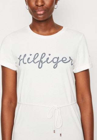 Tommy Hilfiger ROPE PUFF PRINT KNEE Jersey dress ecru ROPE PUFF PRINT KNEE Платье из джерси экрю
