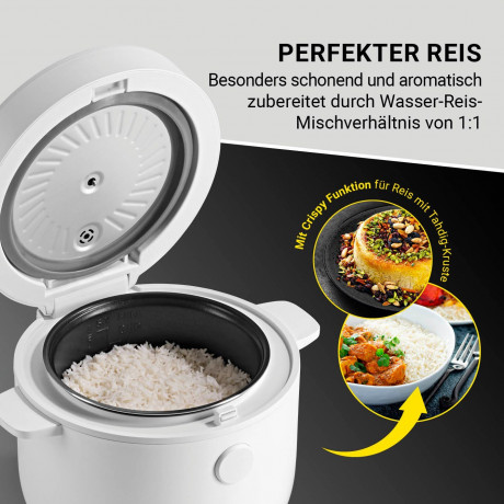 N8WERK N8WERK Reiskocher mit 5 Kochmodi und Dampfgarer-Einsatz Cooker Multikocher, 400 W schwarz Рисоварка N8WERK с 5 режимами приготовления и пароваркой-мультиваркой, 400 Вт