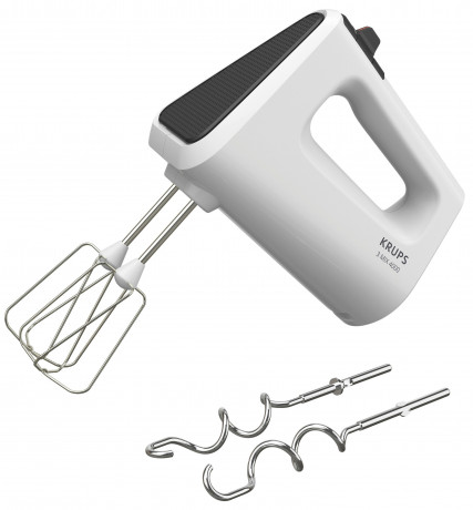 Krups Krups Handmixer GN4001 3 Mix 4000, 450 W, Turbo- und Auswurf-Funktion, inkl. 2 Ruhrbesen und 2 Knethaken Ручной миксер Krups GN4001 3 Mix 4000, 450 Вт, турбонаддув и функция выброса, включая 2 венчика и 2 насадки для теста