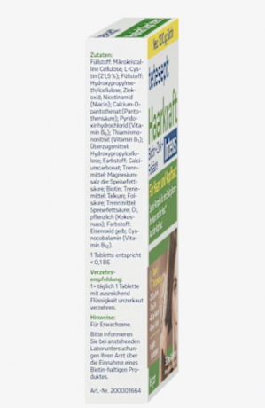 tetesept Haarkraft Intens Mini-Tabletten 30st, Комплекс с биотином, цинком и фолиевой кислотой для здоровья волос, 30 мини таблеток