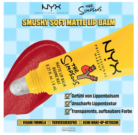 NYX Professional Makeup The Simpsons, The Simpsons, Rebel Red, увлажняющий, матовый, стойкий тинт для губ 8мл