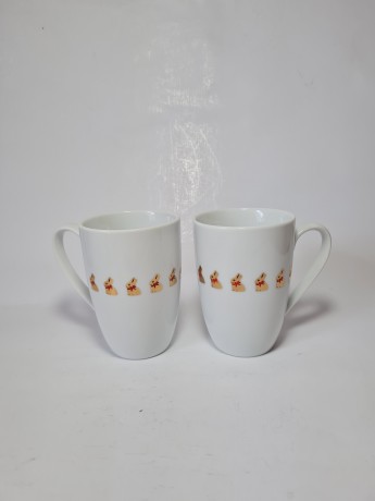 Lindt Thomas Rosenthal Group Кофейные кружки "Золотые зайцы Линдт" ограниченный тираж, 12см, 2 штуки, Германия, 1980-90гг.