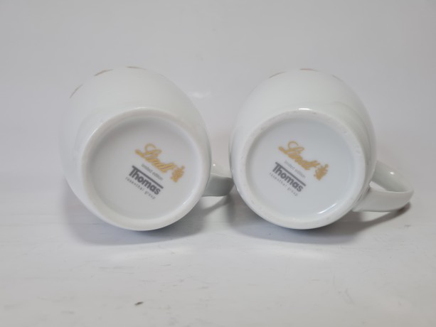 Lindt Thomas Rosenthal Group Кофейные кружки "Золотые зайцы Линдт" ограниченный тираж, 12см, 2 штуки, Германия, 1980-90гг.