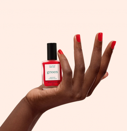Manucurist Green Poppy Red  15ml, Лак для ногтей Poppy Red (Франция), 15мл, стойкое покрытие без сколов, безопасная растительная формула 9 Free