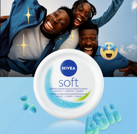 NIVEA Soft Creme, 50 ml, Нивеа Освежающий увлажняющий крем, масло жожоба и витамин E, для лица тела и рук, 50 мл