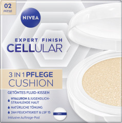 NIVEA Expert Finish Cellular 3in1 Pflege Cushion 02 Mittel, 15 g, Нивеа кушон SPF 15 гиалуроновая кислота, витамин E, креатин 15 г