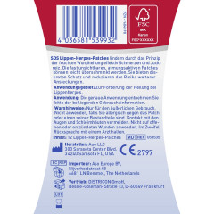SOS Lippen-Herpes-Patch, 12 Stuck, SOS Пластыри от герпеса на губах, незаметные, можно наносить макияж поверх, 12 шт.