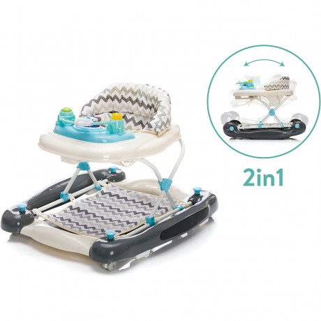 fillikid Lauflerngerat mit Schaukelfunktion grau mit Zick-Zack Einhang Ходунки с функцией качания