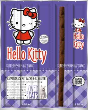 Hello Kitty Лакомство для кошек палочки с Лососем и черникой 5шт., 25 г