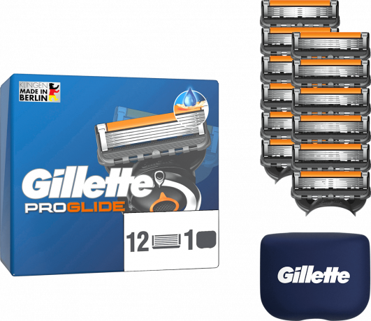 GILLETTE Rasierklingen, ProGlide, 12 St, Джилетт Сменные кассеты ProGlide для мужской бритвы, 12 шт.